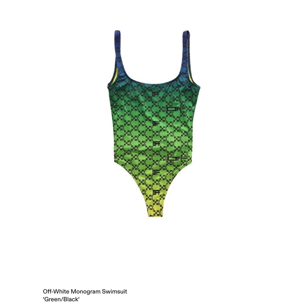 Off-White Monogram Swimsuit Green Black Blue Gradient Logo‎ One Piece size 42 - Picture 2 of 4